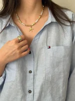خرید شومیز لینن Tommy Hilfiger آبی