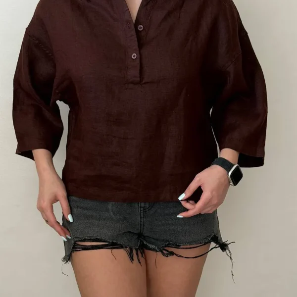 شومیز وارداتی Tahari قهوه‌ای شکلاتی