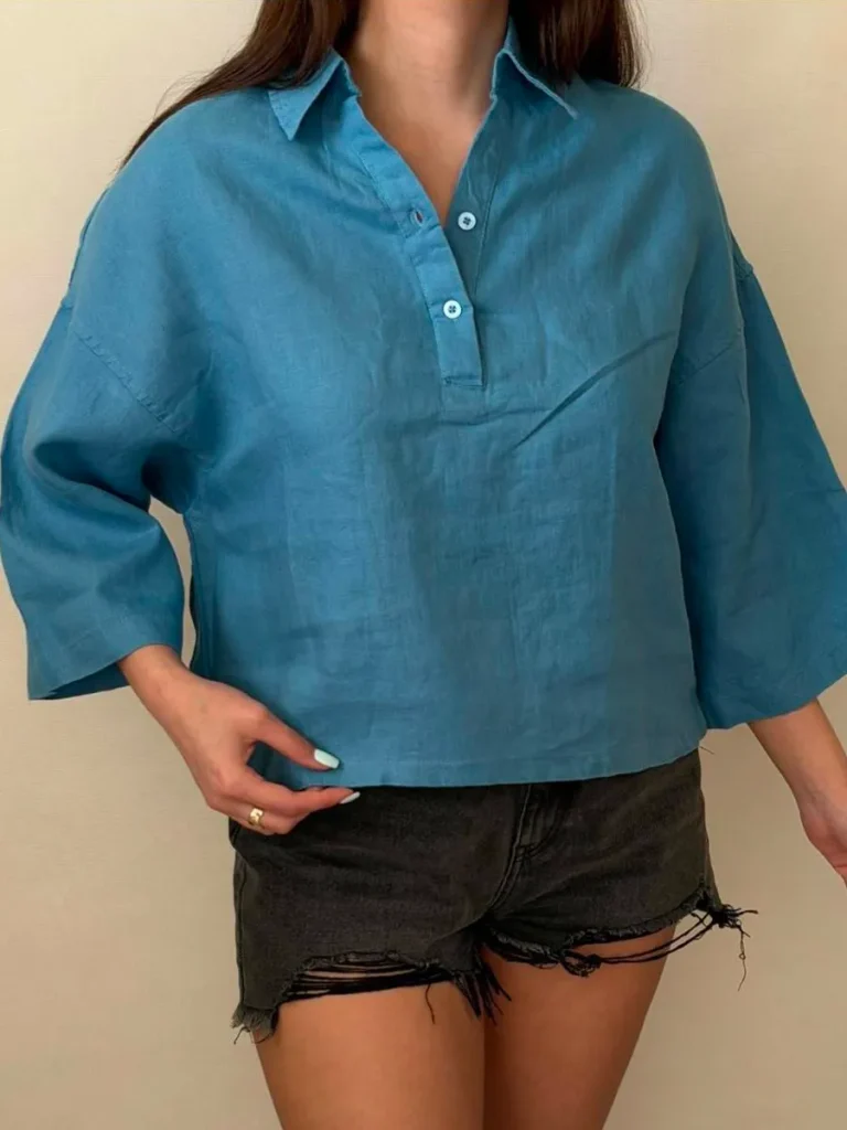 شومیز وارداتی جلوبسته Tahari آبی نفتی